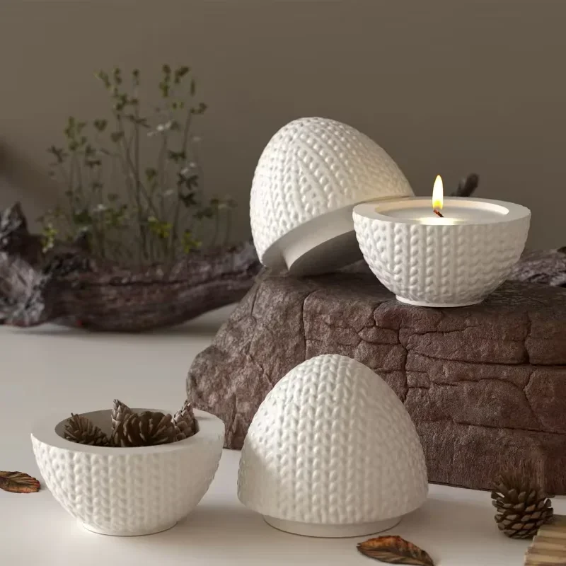Candle Making Yarn - 2026年最新DIYニットヤーン卵型オーバルエポキシシリコンモールド、レジンキャンドル作り、石膏プラスター収納ジャー、カップ型用