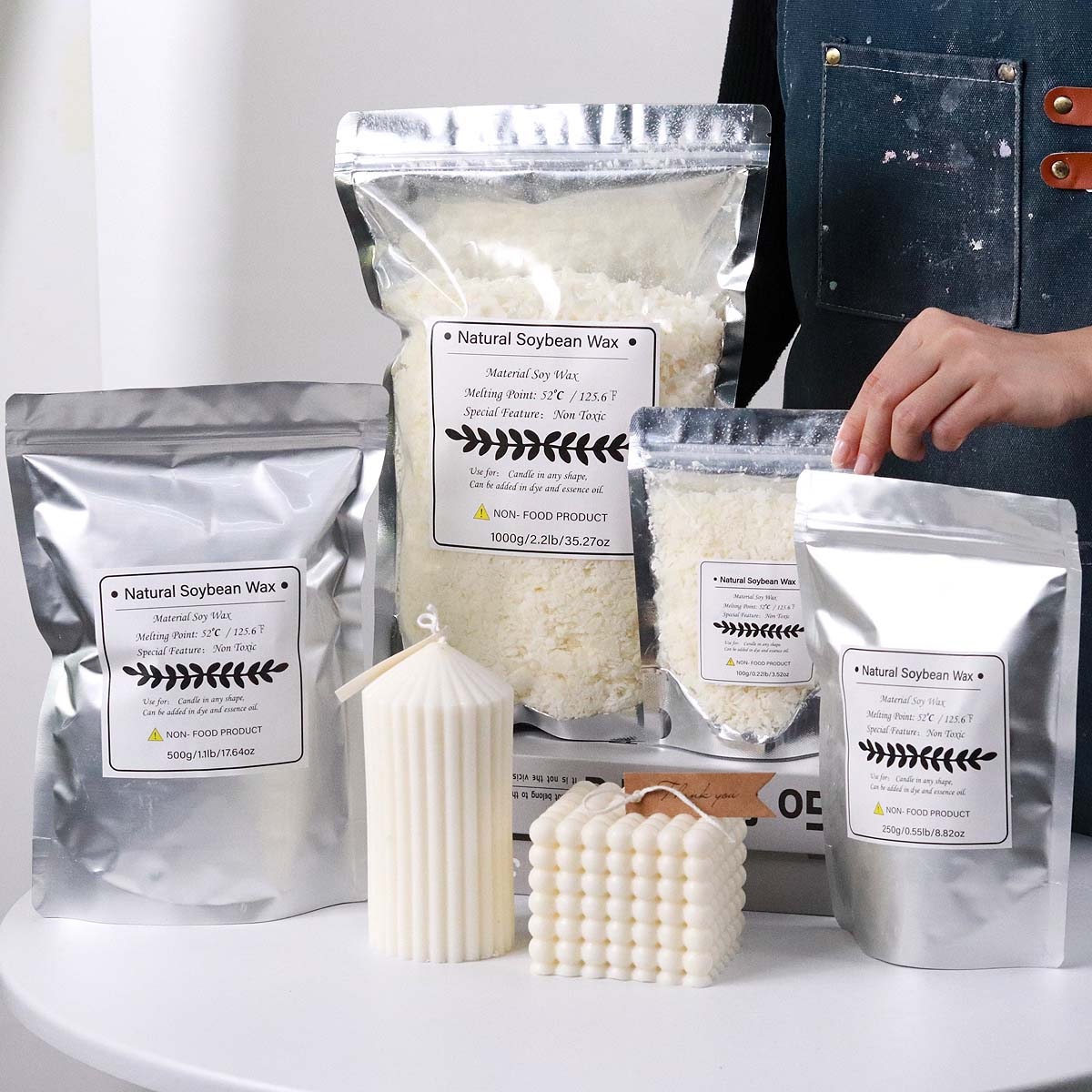Candle Making Kit For Beginners - 500 グラム/1 キロ天然大豆ワックスフレーク DIY キャンドル作成用品香りキャンドル原料無煙キャンドル芯作り工芸品