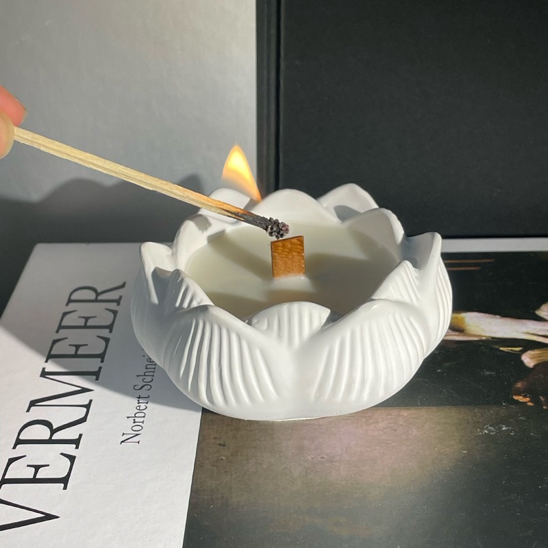 Candle Making Process - 3D蓮キャンドルホルダー シリコンモールド DIY蓮ボウルジャー灰皿製作用品 プロセス石膏樹脂セメントキャンドルホルダー型
