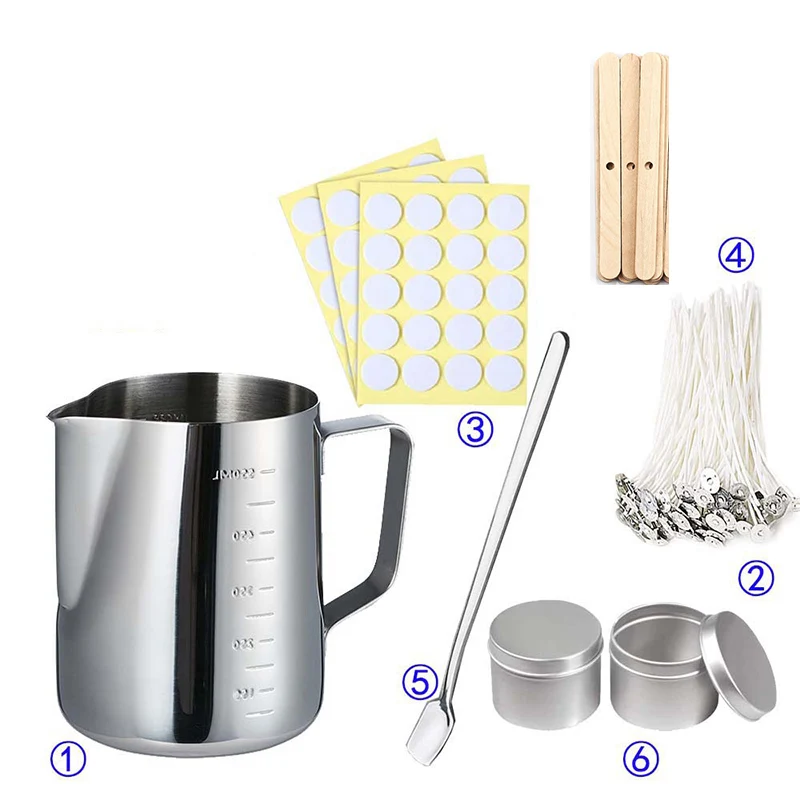 Candle Making Kit For Beginners - キャンドル作り用品キット DIY キャンドルワックス溶解ツール 手作りアロマセラピー瓶 型芯 ステッカー
