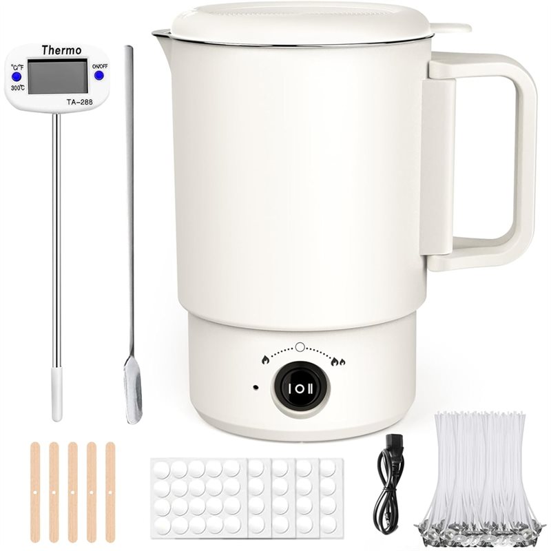 Candle Making Kit For Beginners - A47U 電気ワックス溶解ポットキット 温度計付き 800ML ワックスメルター キャンドル作り用、初心者向けDIY作成用品