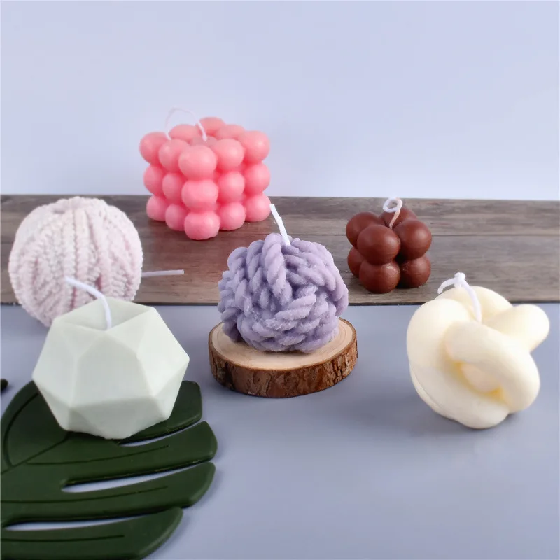 Candle Making Yarn - Yarnシリコンキャンドル型,DIY,幾何学的なキャンドル作り,ケーキ,樹脂,石鹸型,クラフト用品,家の装飾