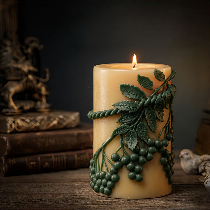 Candle Making Vinings - ヴァイングリーンリーフベリーレリーフ型キャンドルアロマセラピーシリコンモールドナチュラルヒーリングスタイルアロマセラピーキャンドル作り用シリコンモールド