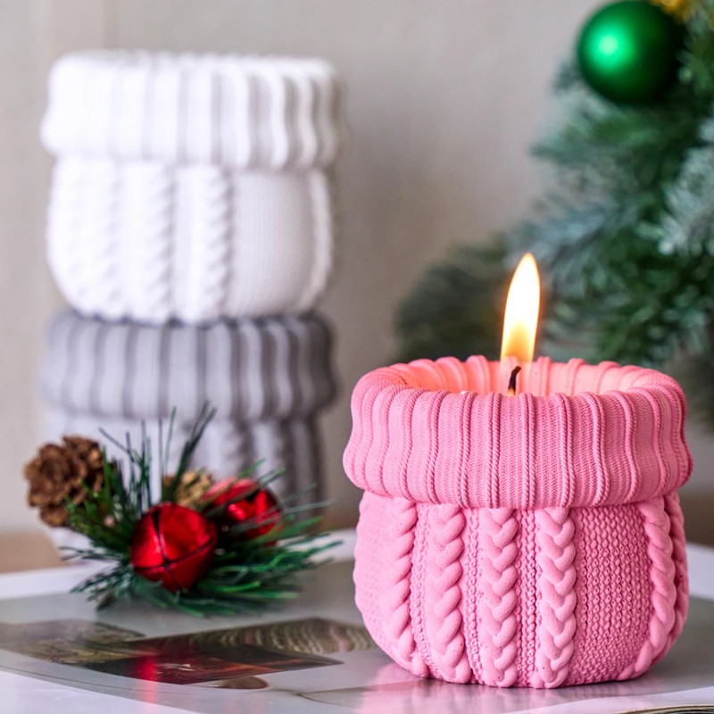 Candle Making Yarn - ニット糸キャンドルジャー用シリコンモールド DIY クリスマスオーナメント ソックスフラワーポット クラフト作り 石膏樹脂収納ボックス