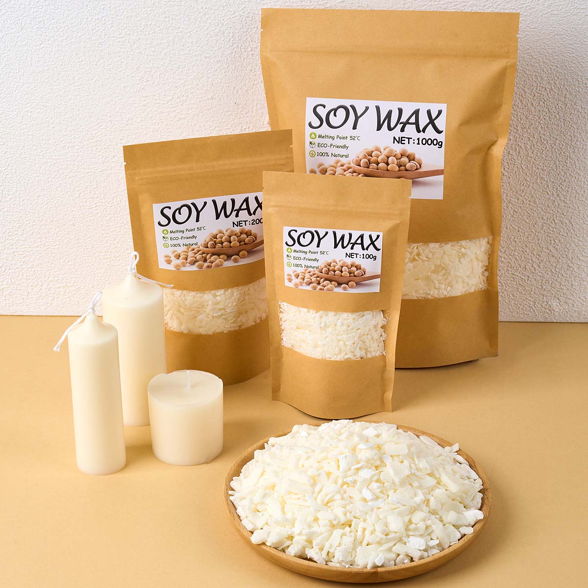 Candle Making Material - 1 ポンドピュアホワイト大豆ワックス DIY 手作りキャンドル工芸品 100% 無添加香りキャンドル原料作成用品キット