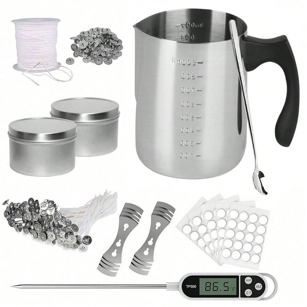 Candle Making Kit For Beginners - グリントモス キャンドル作りスターターキット、キャンドル作り用ポット、金属缶、初心者向けDIYキャンドル作りツールを含む