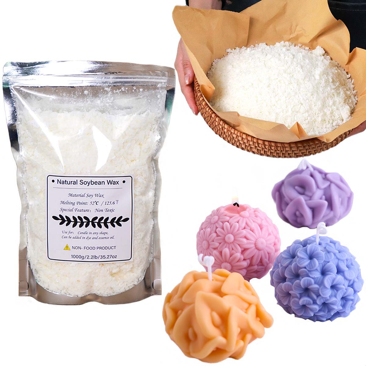 Candle Making Material - 100/250/500/1000 グラム天然大豆ワックスフレーク DIY 手作りキャンドル工芸品無添加香りキャンドル原料作成キット