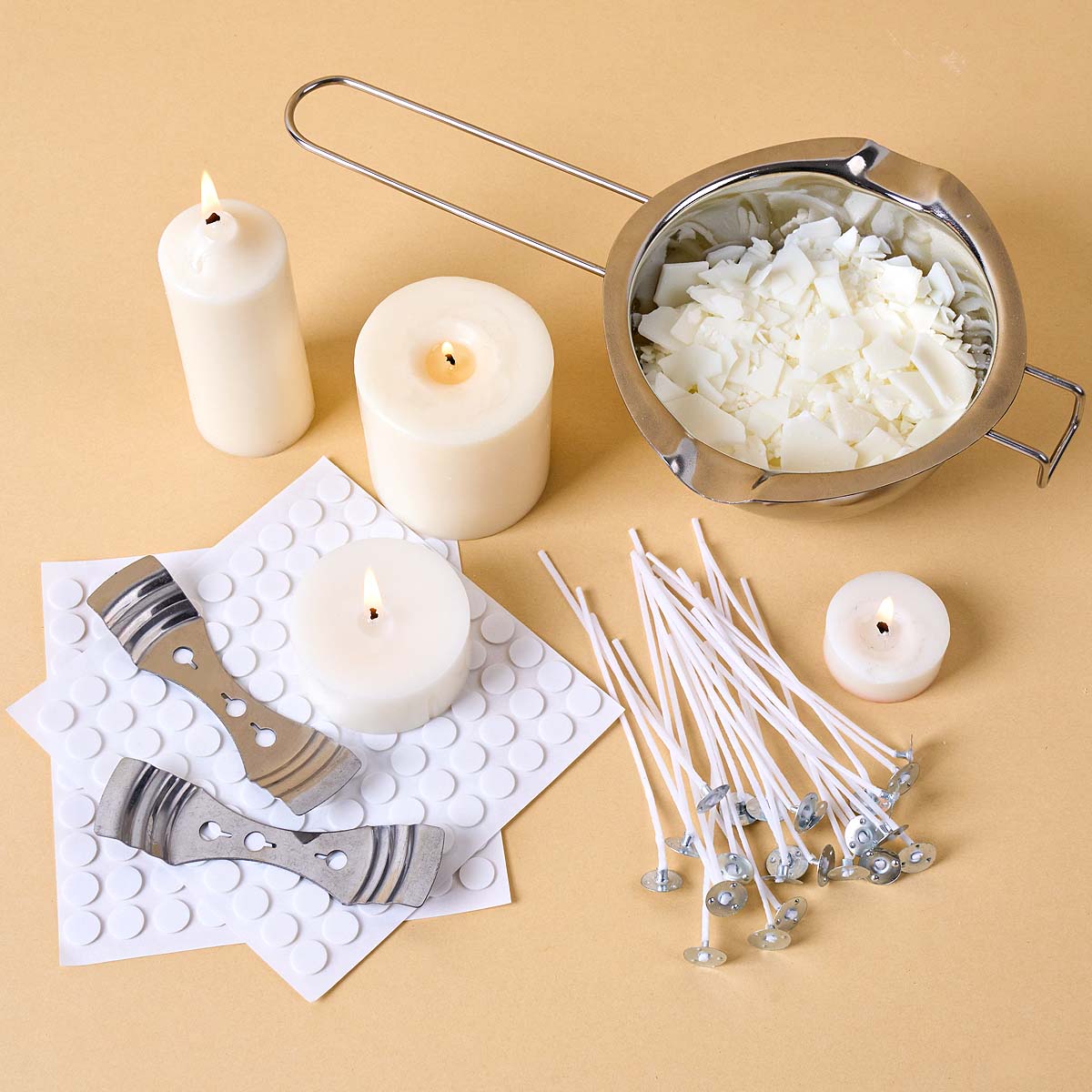 Candle Making Kit For Beginners - DIY手作りキャンドルクラフトツールキット、溶解ポット、ワックスコア、大豆ワックス、キャンドル作成用品、大人初心者向けアクセサリー