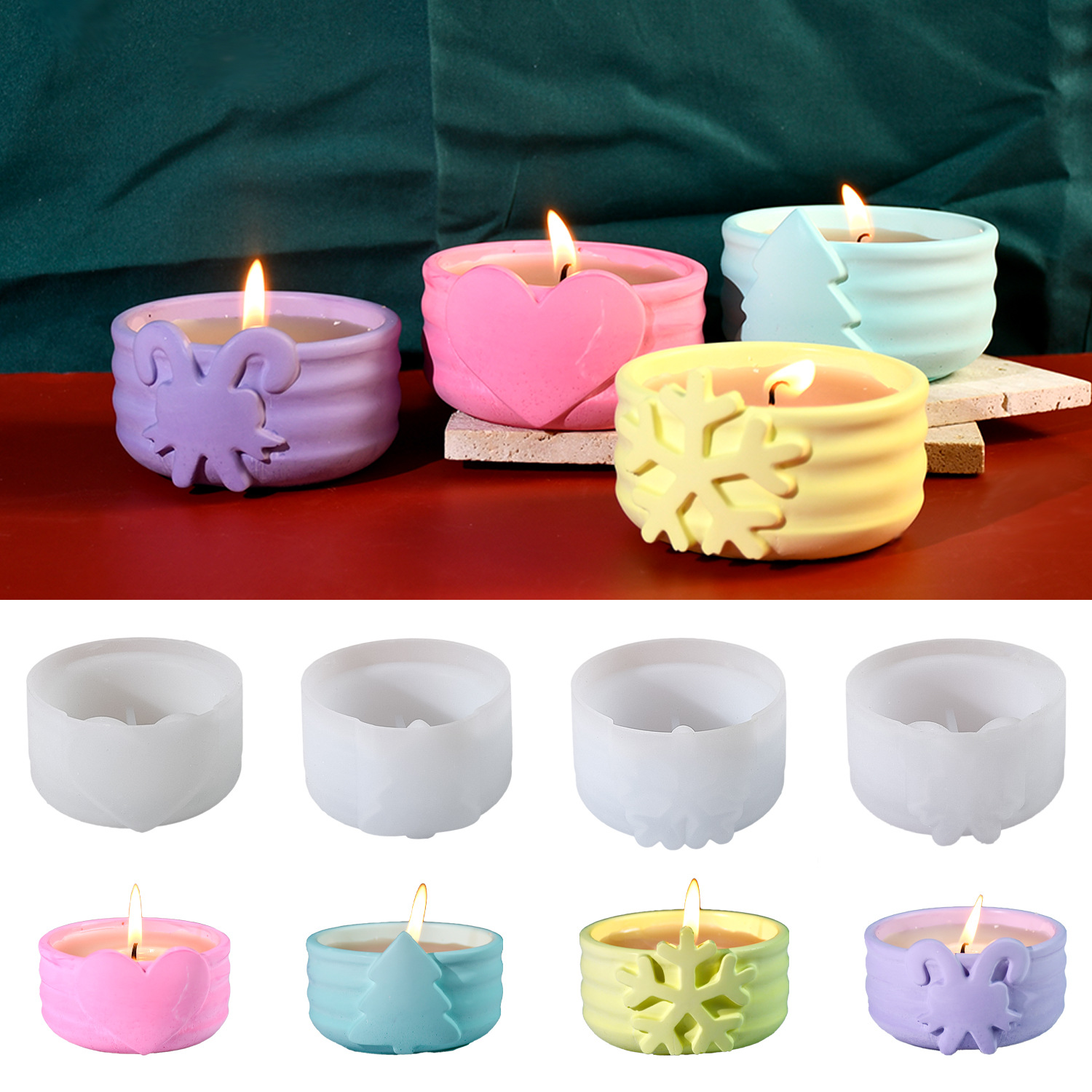 Candle Making Kit Xmas - クリスマスキャンドルモールド クリスマスツリー 雪の結晶 シリコンモールド キャンドル作り DIY