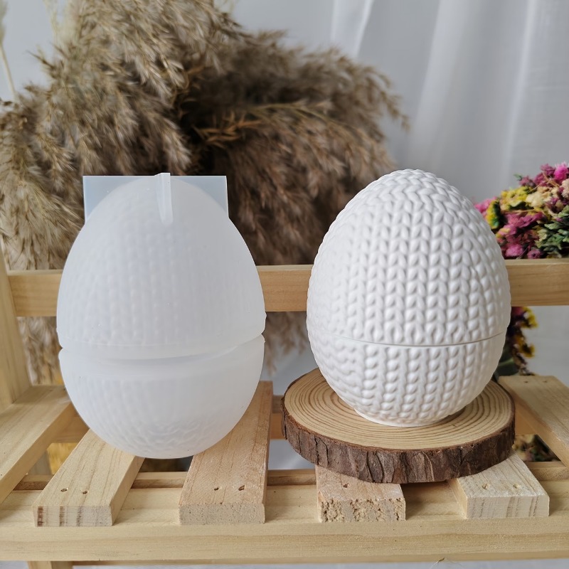 Candle Making Yarn - DIY 編み物用糸卵型オーバルシリコンモールド、樹脂キャンドル作り、石膏プラスター収納ジャー、カップ型用