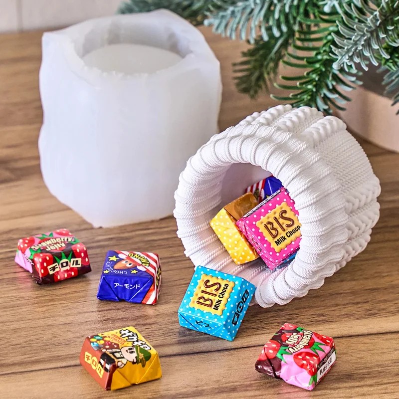Candle Making Yarn - ニット糸キャンドルジャー用シリコンモールド DIYクリスマスオーナメント ソックス植木鉢 クラフト製作 石膏樹脂収納ボックス 粘土モールド
