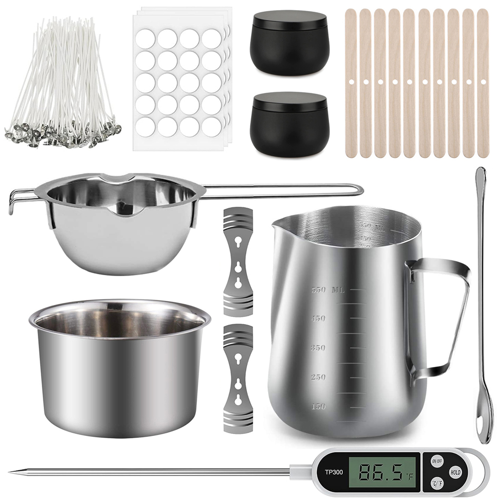 Candle Making Kit For Beginners - 完全なDIYキャンドルキットアロマキャンドル作成キット ダブルポットワックス DIYプロセスツール ステンレスワックス溶融釜 ろうそく製造用品
