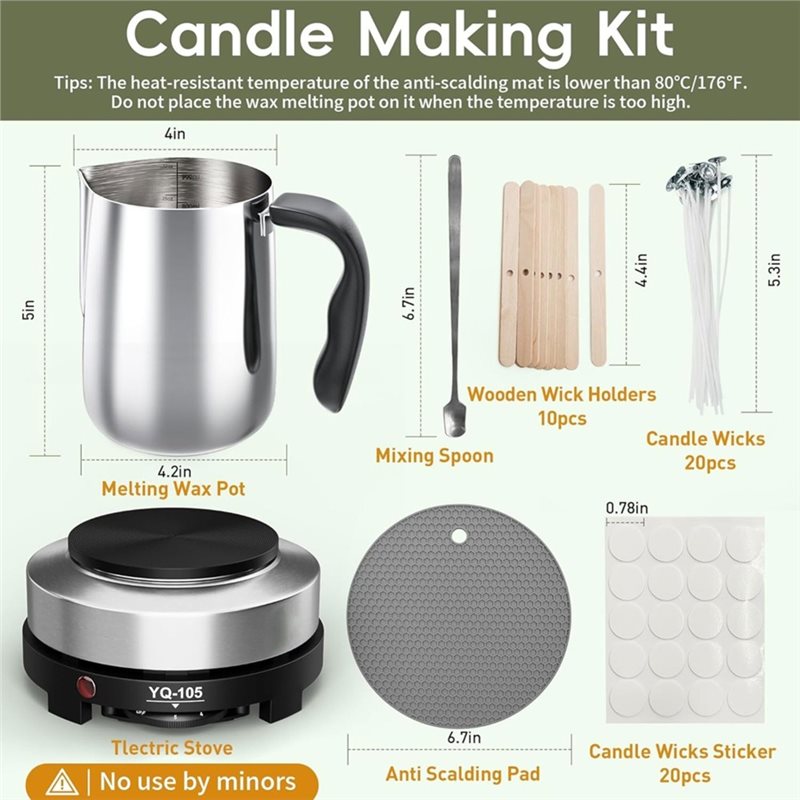 A96K-キャンドル製造キット（ホットプレート付き）、初心者 - Candle Making Kit For Beginners のレビューと価格
