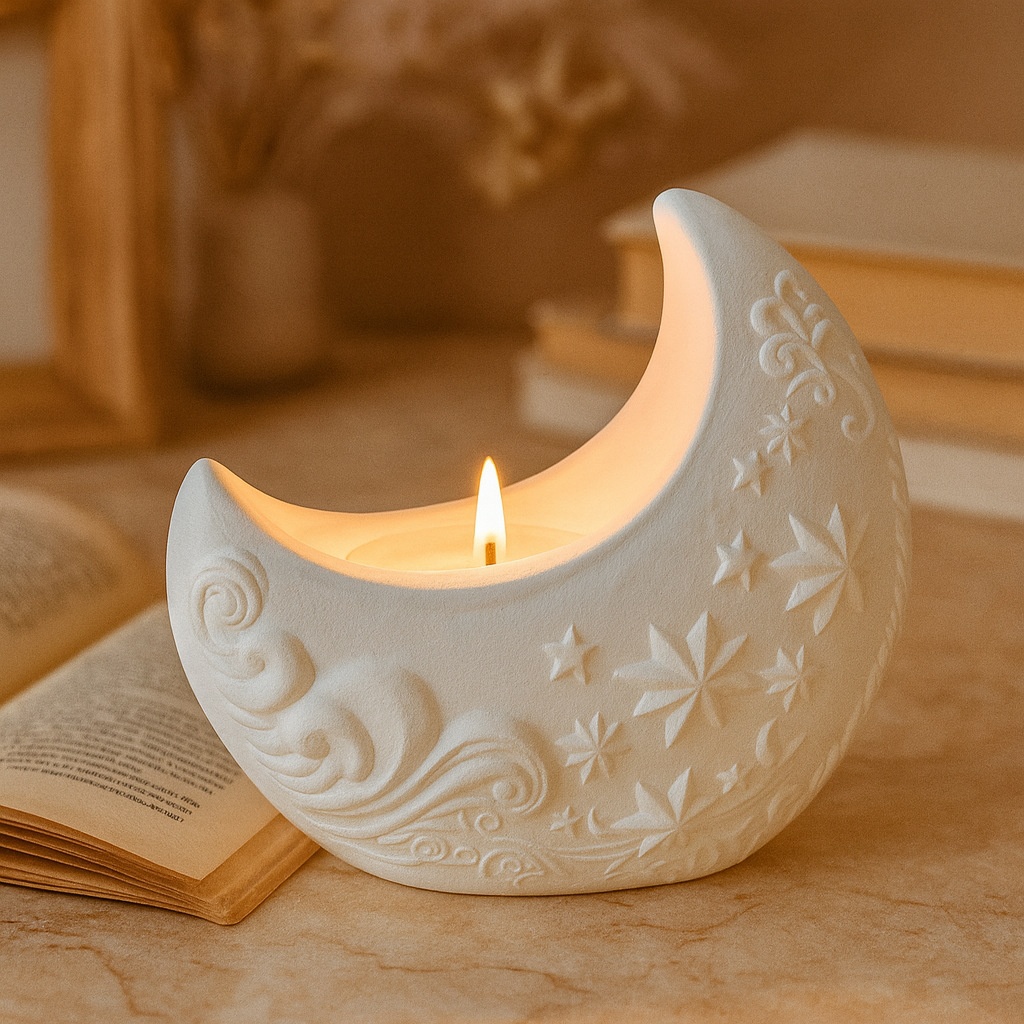 3Dレリーフムーン石膏樹脂型DIYキャンドルホルダー石鹸作り - Candle Making Process のレビューと価格