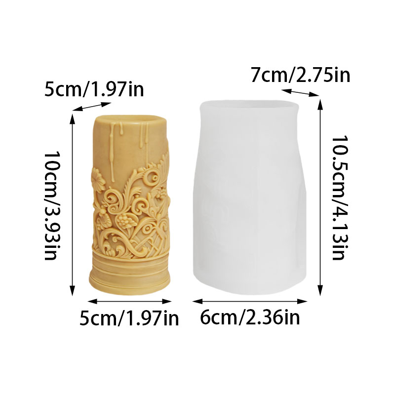 ヴィンテージバロック様式の蔓模様の柱型キャンドルシリコンモー - Candle Making Vinings のレビューと価格