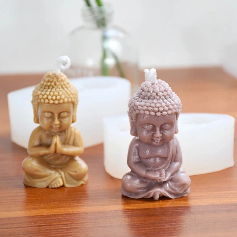 3D 仏シリコーンキャンドルモールド瞑想詠唱仏石膏粘土エポキ - Candle Making Process のレビューと価格
