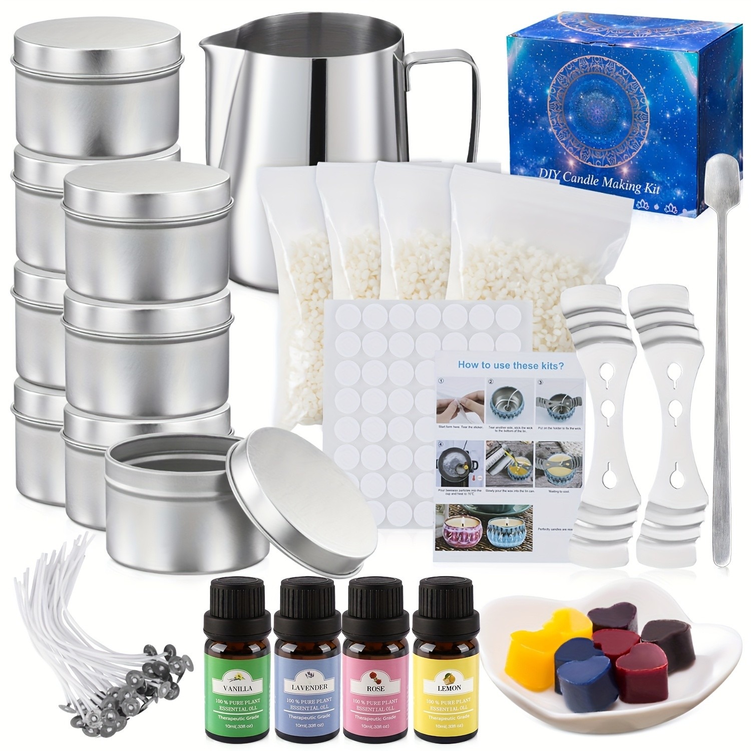 135セット DIYソイキャンドル作成キット（エッセンシャル - Candle Making Kit For Beginners のレビューと価格