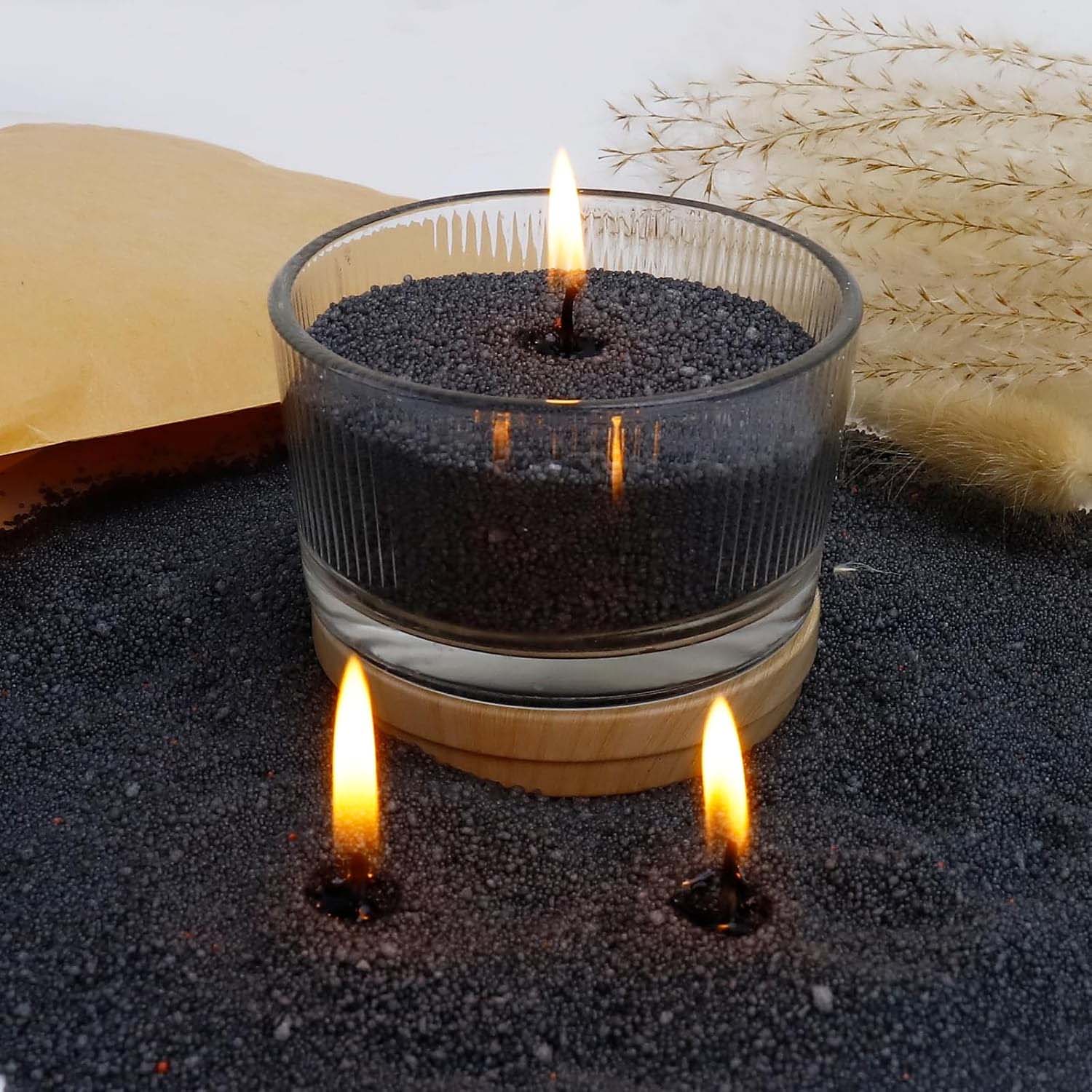黒色のキャンドルサンド（芯付き）、200g、10個の芯付きパ - Candle Making Material のレビューと価格