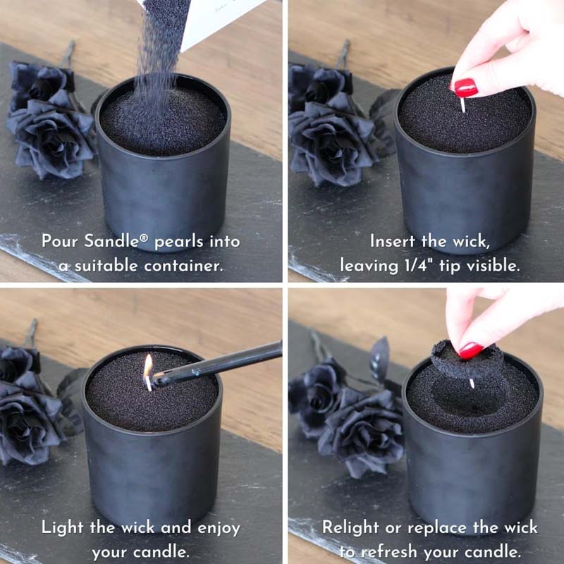 黒色のキャンドルサンド（芯付き）、200g、10個の芯付きパ - Candle Making Material のレビューと価格